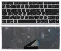 Клавиатура для ноутбука Lenovo IdeaPad U310, черная с серебристой рамкой