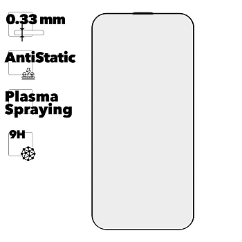 Защитное стекло Mr.cat для iPhone 14 Pro Max Anti-Static, Plasma Spraying черное (ударопрочное)