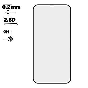 Защитное стекло 2.5D для Apple iPhone 12 Pro Max Ceramics Film 0.2 мм., черная рамка (без упаковки)