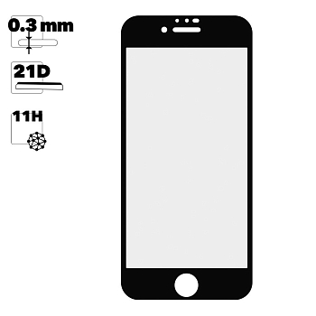 Защитное стекло для Apple iPhone SE 2, 8, 7 Full Curved Glass 21D 0, 3 мм (оранжевая подложка)