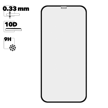 Защитное стекло 10D для Apple iPhone 12 Pro Max T. G., черное 0.33 мм (ударопрочное)