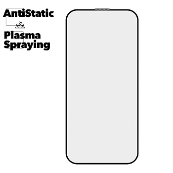 Защитное стекло Mr.cat для iPhone 15 Anti-Static/Plasma Spraying черное (ударопрочное)
