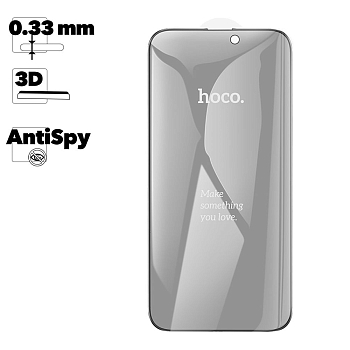 Защитное стекло HOCO A12 Pro для Apple iPhone 14 Pro Max, черная ра, AntiSpy, 3D, прозрачное, 0.33мм