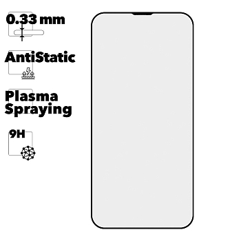Защитное стекло Mr.cat для iPhone 14 Anti-Static, Plasma Spraying черное (ударопрочное)