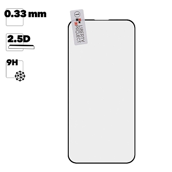Защитное стекло "LP" для Apple iPhone 13 Mini Thin Frame Full Glue с рамкой 0.33 мм, 2.5D, 9H, черное