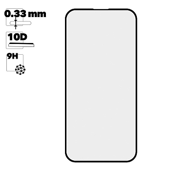 Защитное стекло 10D для iPhone 14 Pro Max T. G. черное 0,33 мм (ударопрочное)